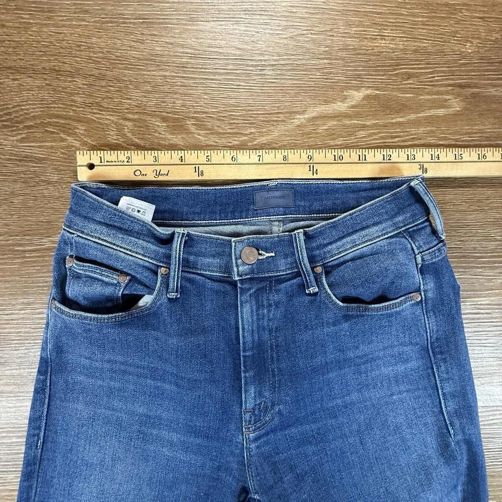 MOTHER Weekender Flare Jeans Women 27 Blue Mid Rise Stretch Boho Y2K Festival - Picture 9 of 13